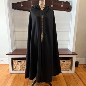 The J. Peterman Co Hooded Wool Cape Cloak Black Handmade Morocco One Size